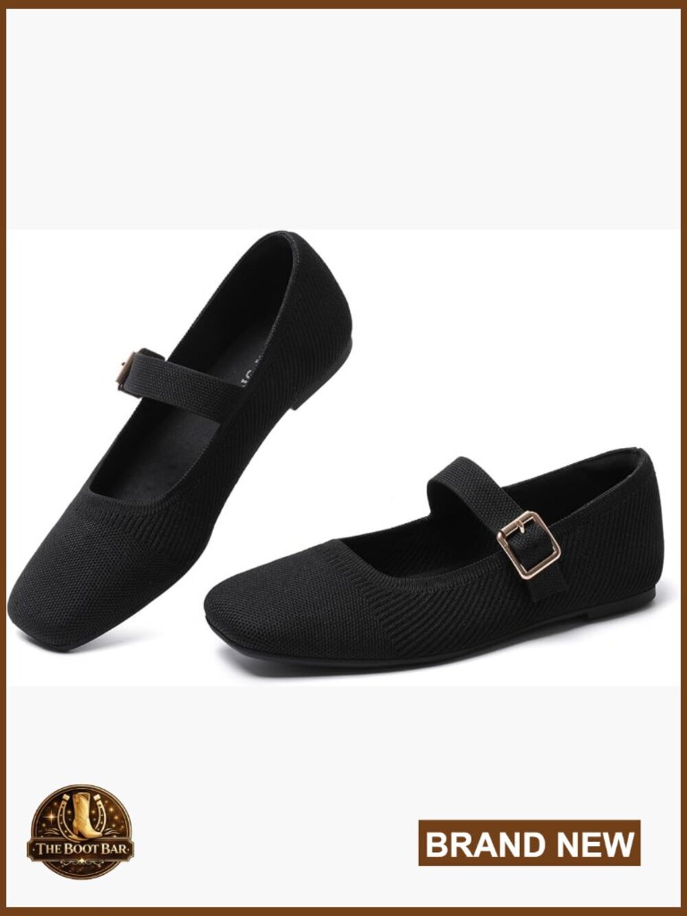 Square Toe Slip On Ballet Flats with Adjustable Strap Foldable Mary Jane Shoes